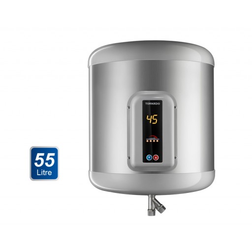 سخان مياه تورنيدو كهرباء 55 لتر لون سيلفر مزود بشاشة ديجيتال EHA-55TSD-S