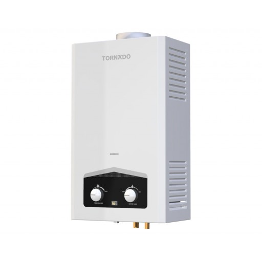سخان مياه تورنيدو غاز 6 لتر مزود بشاشة ديجيتال و يعمل بالغاز الطبيعي لون أبيض GHM-C06CNE-W